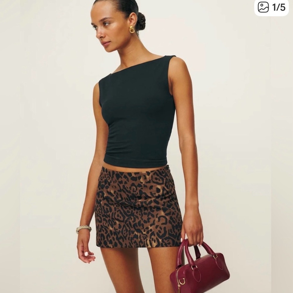 Reformation Brown Leopard Print Mini Skirt